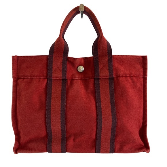 Hermes Deauville PM Red Canvas Mini Tote Bag